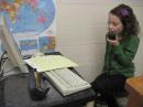 Sophie Simpson, 1st grade, makes a QSO with K4DMS during the October 2013 SCR for school station W9GRS, for her first ever pnone QSO!  She is the daughter of Troy J. Simpson (W9KVR) , 8th grade science teacher and W9GRS sponsor at Glenn Raymond School, Watseka, IL